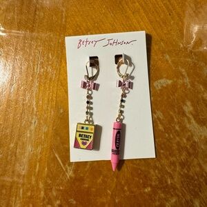 Betsey Johnson Pink and Yellow back to school earrings